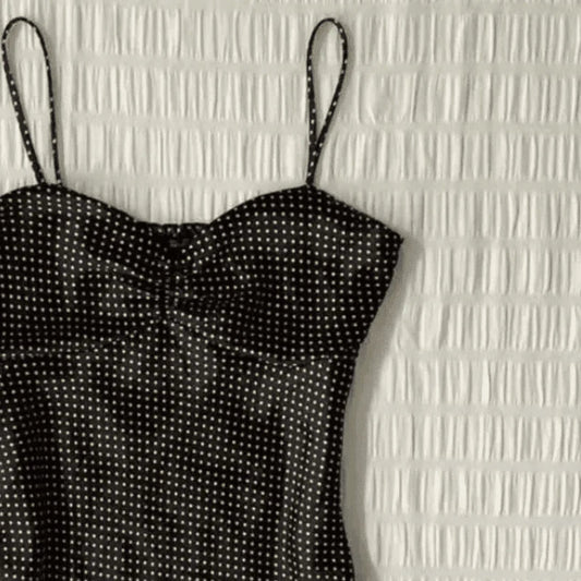 French Vintage Polka Dot Camisole Vest Women Summer Folds Sleeveless Y2k Crop Halter Tops Sweet hottie Slim Outerwear Tanks - Womans Fashion