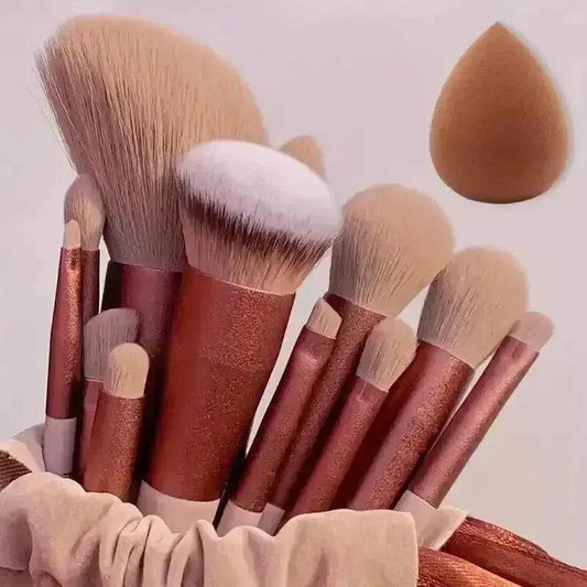 Luxury makeup brushes set with rose gold handles and fluffy bristles, perfect for women's beauty routines