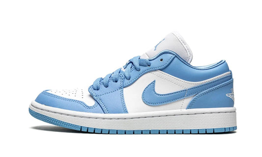 Light blue and white low-top sneaker with Nike swoosh, perfect for women's fashion and casual wear