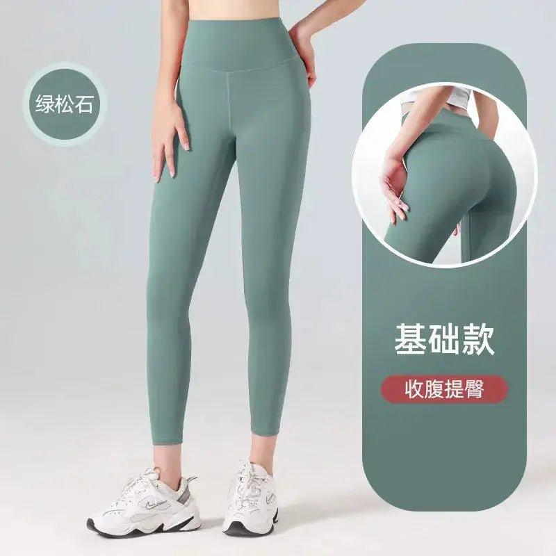 Green stone high-waist leggings for women, tummy control & butt lift, fitness wear