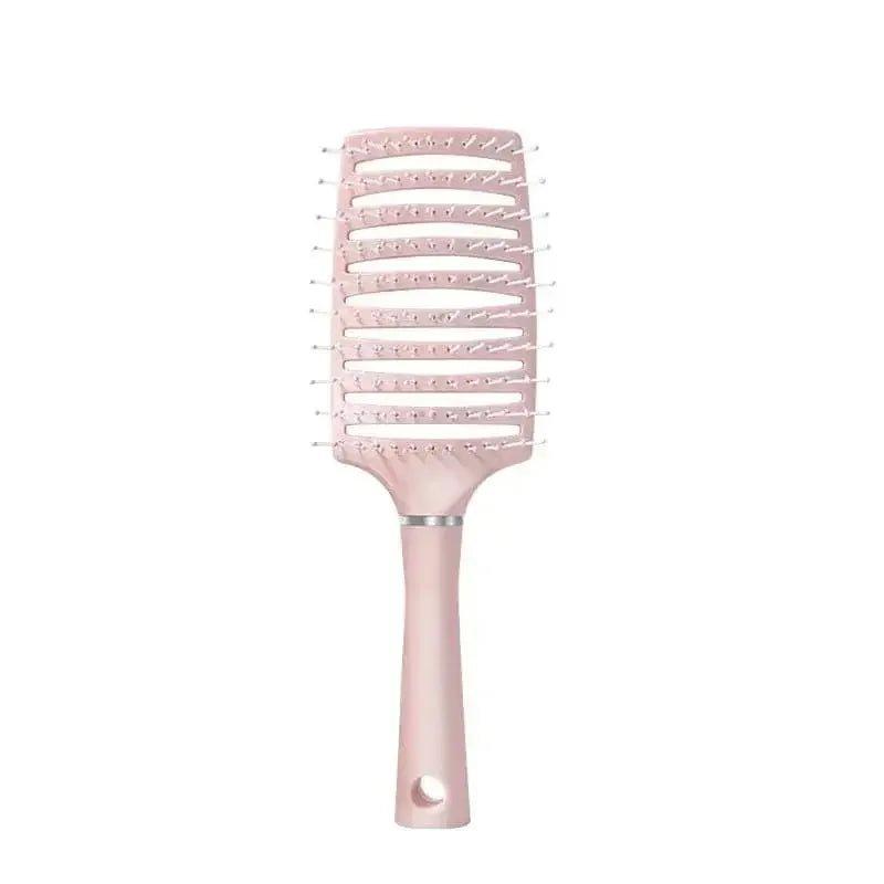 Pink detangling hairbrush with vented design for smooth styling