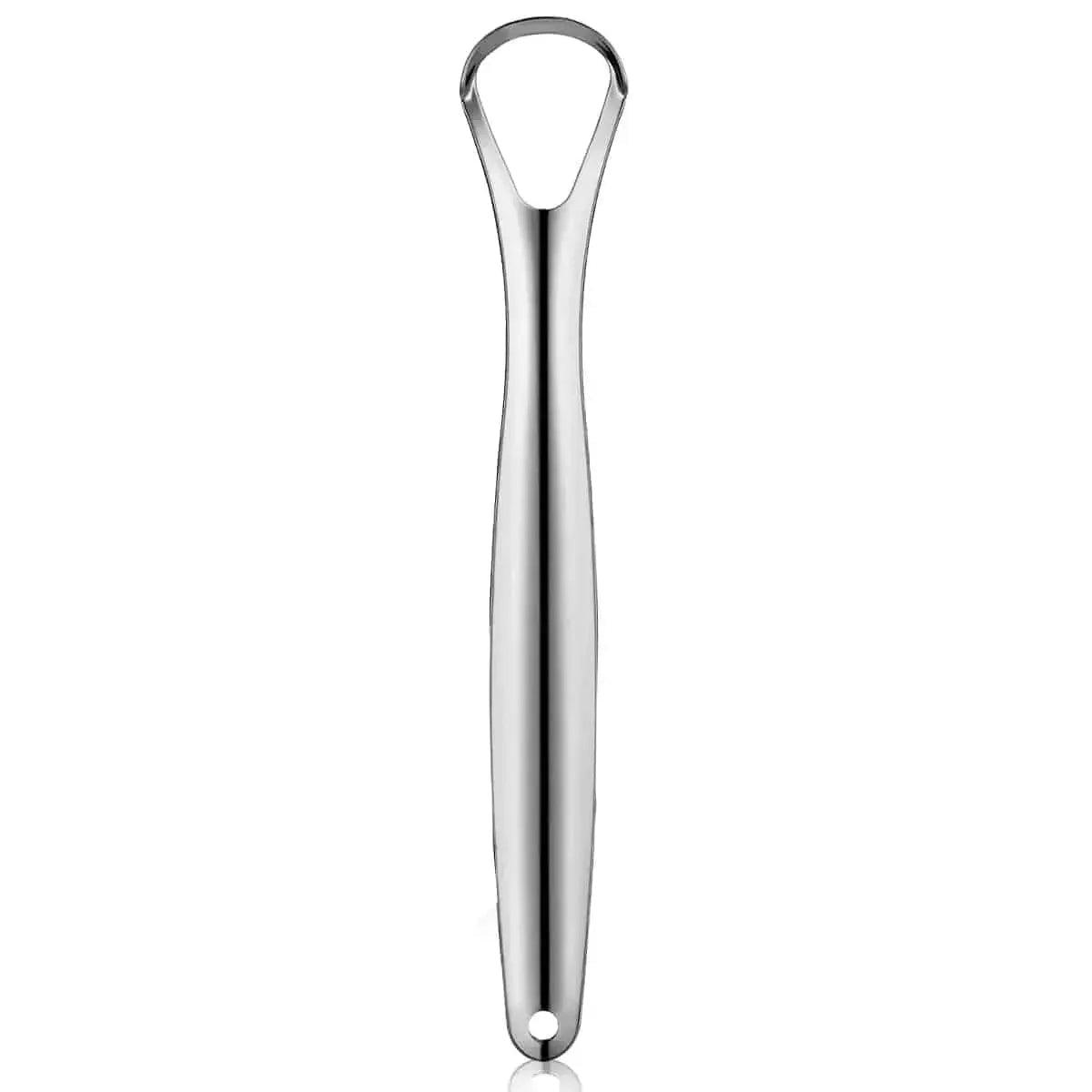Stainless steel tongue scraper for fresh breath and oral hygiene