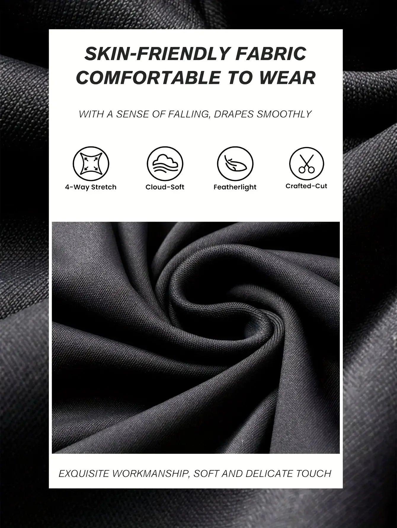Skin-friendly, stretchy black fabric with soft, smooth drape for women's fashion wear