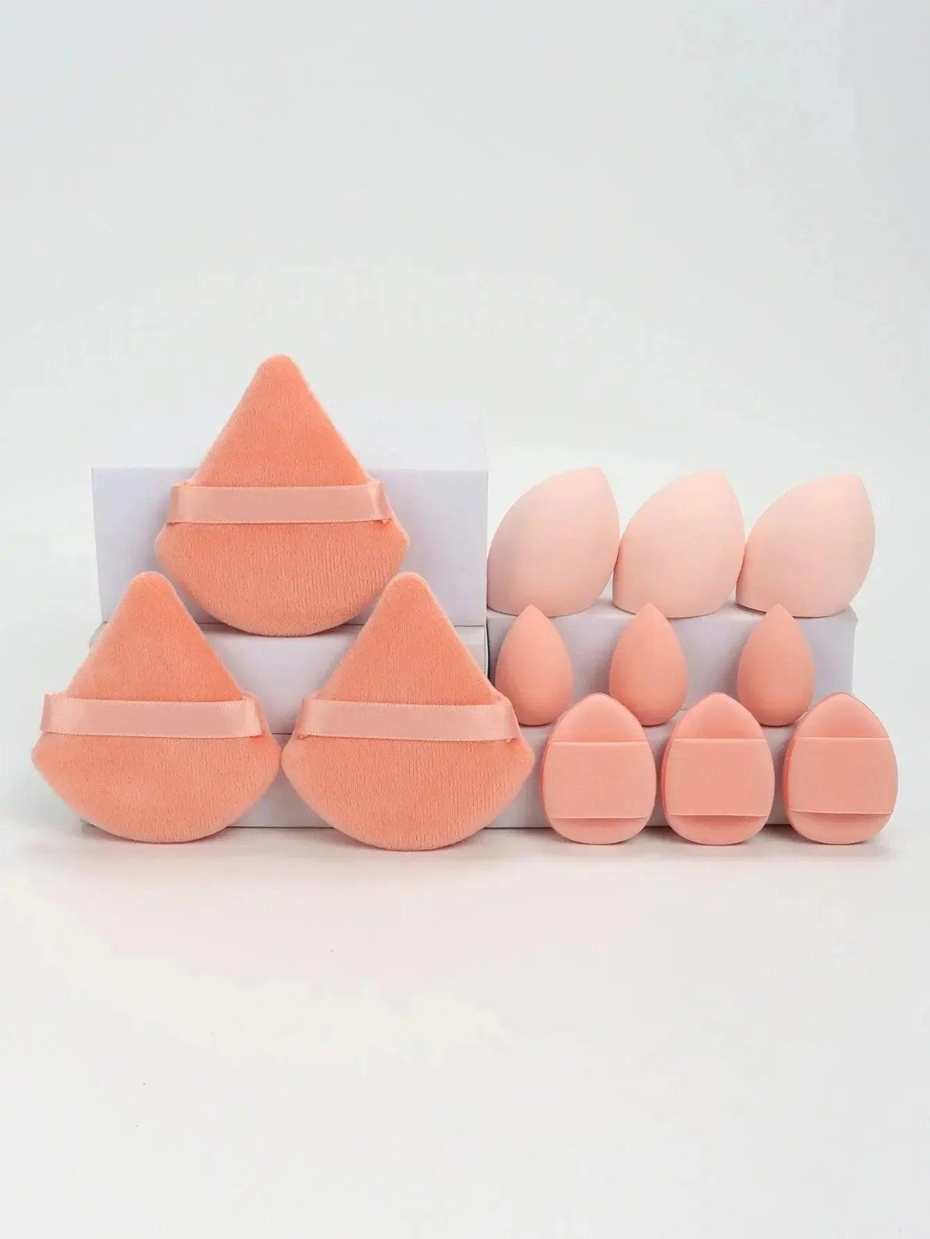 Soft pink makeup sponges and velvet applicators for flawless beauty application