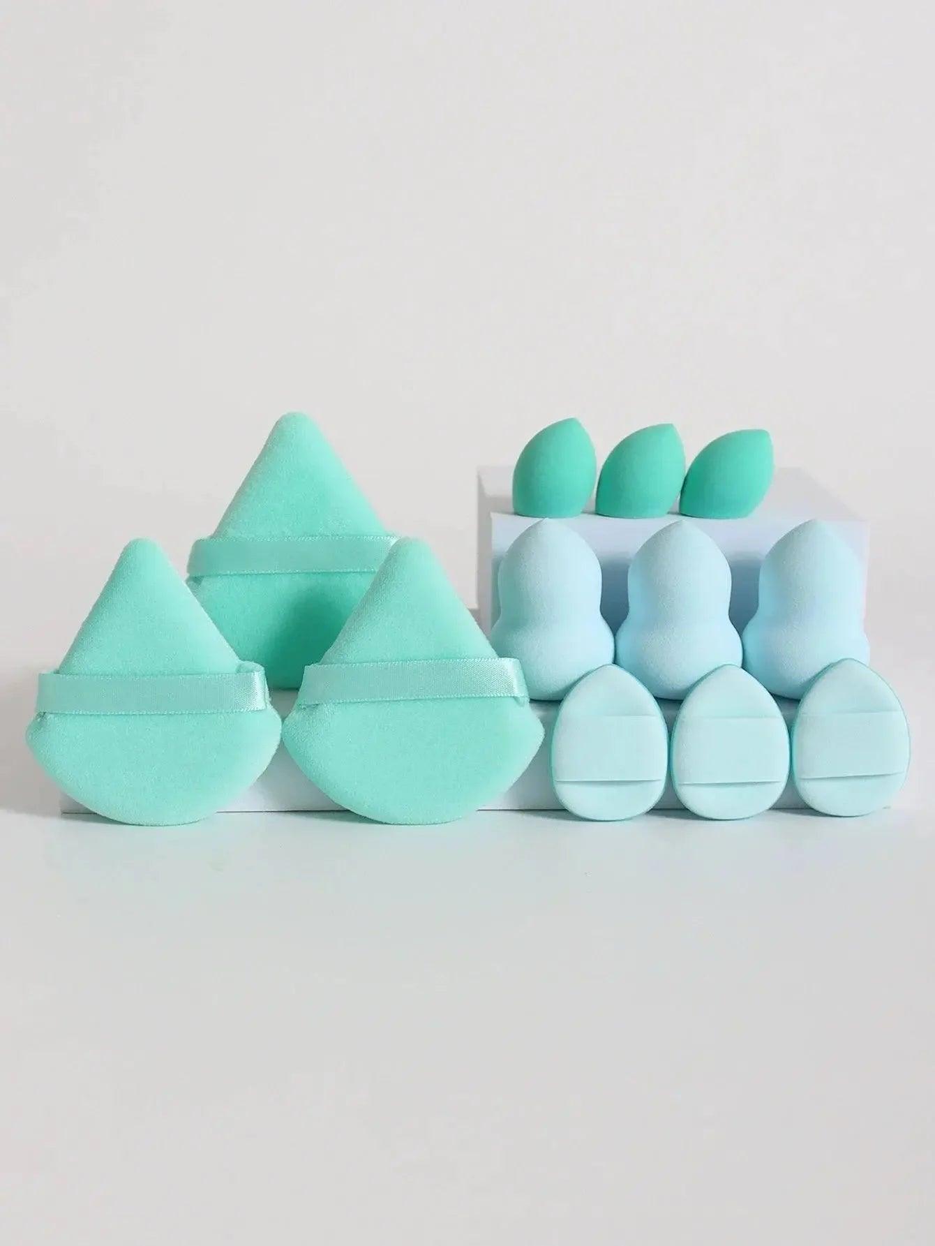 Mint green makeup sponges set for flawless beauty application, perfect for women's fashion and cosmetics routines
