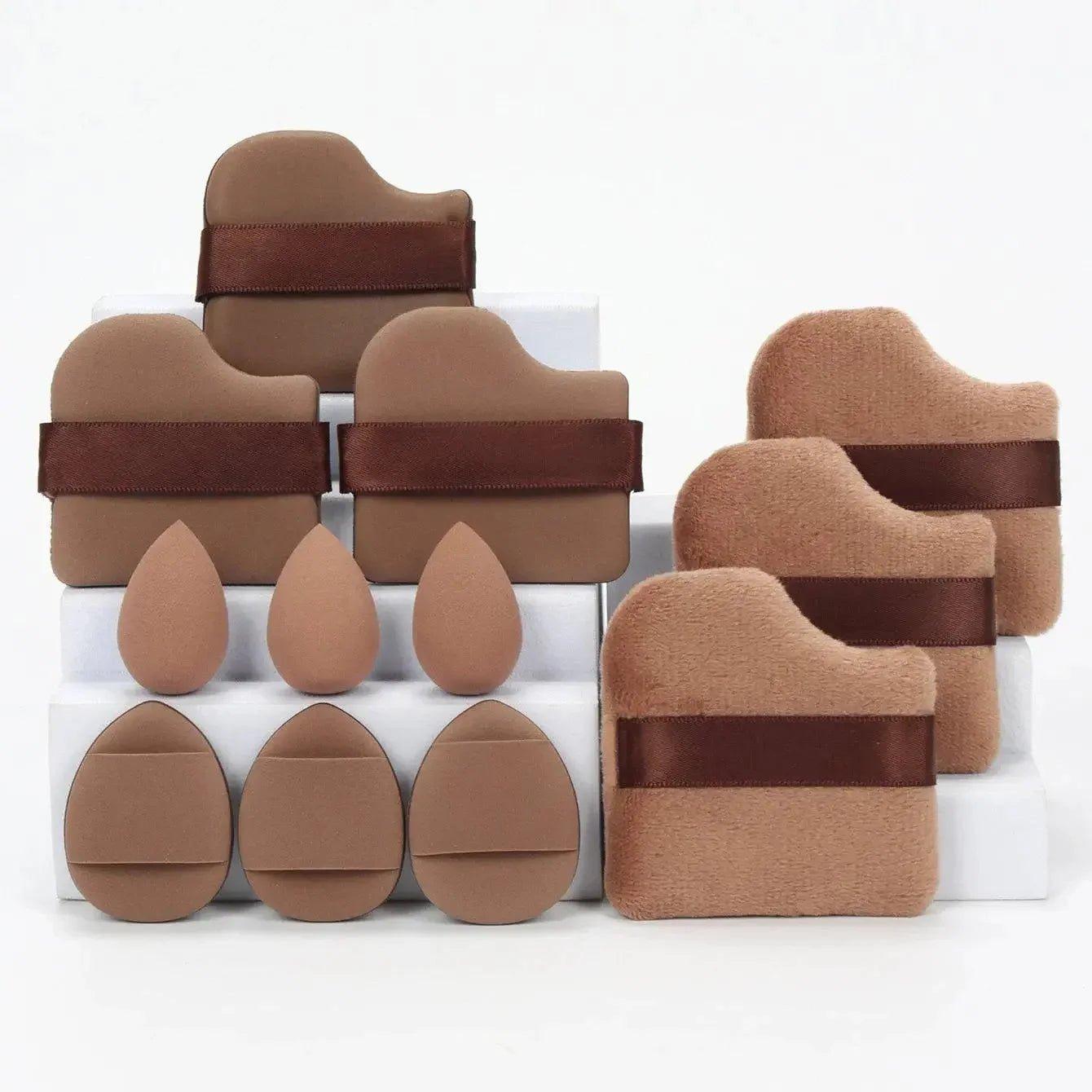 Brown makeup sponges and blending tools for flawless beauty application