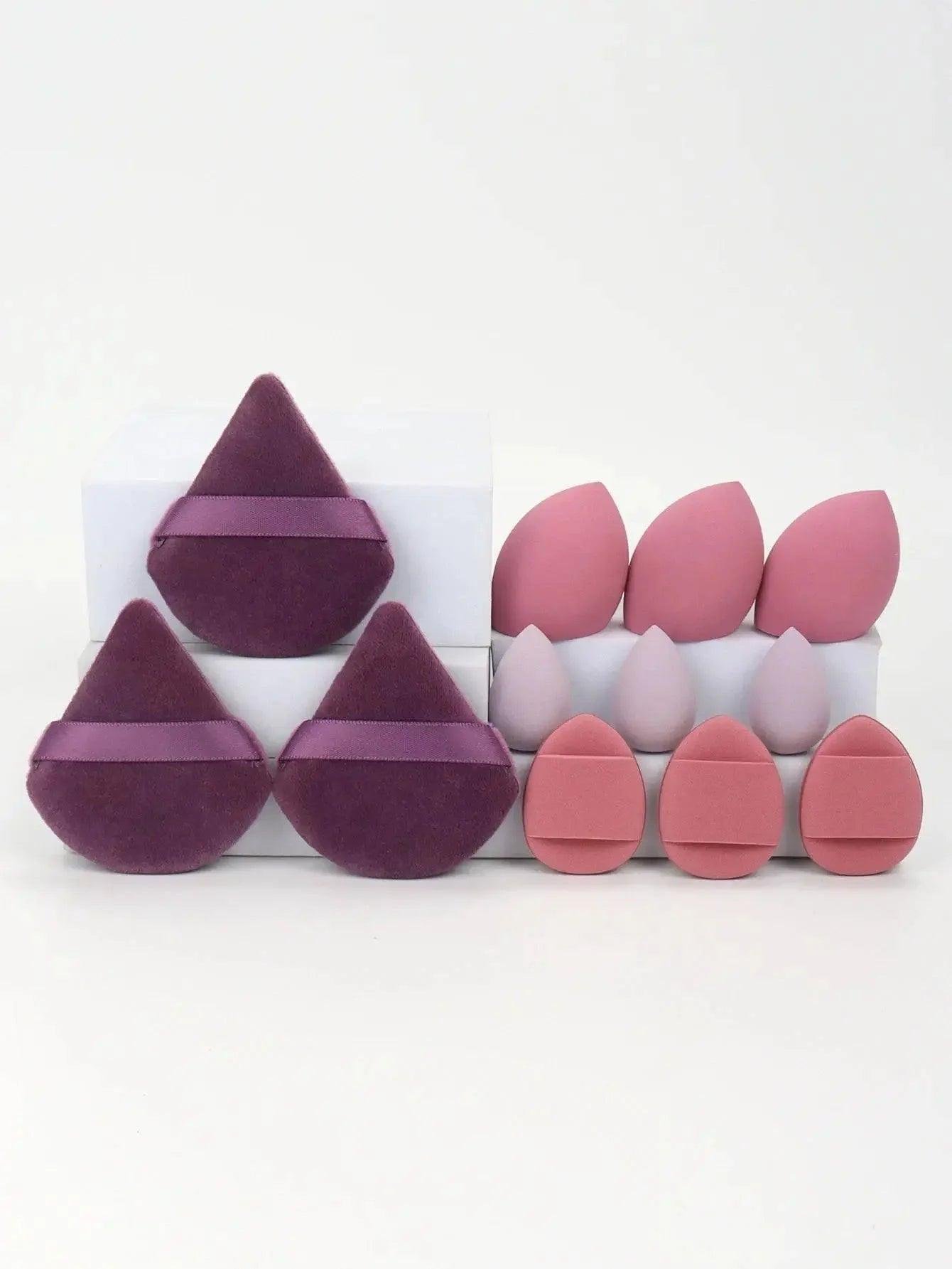 Purple and pink makeup sponges for flawless beauty application, perfect for women's fashion and cosmetics routines.