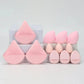 Pink makeup sponges in teardrop and egg shapes for flawless beauty application