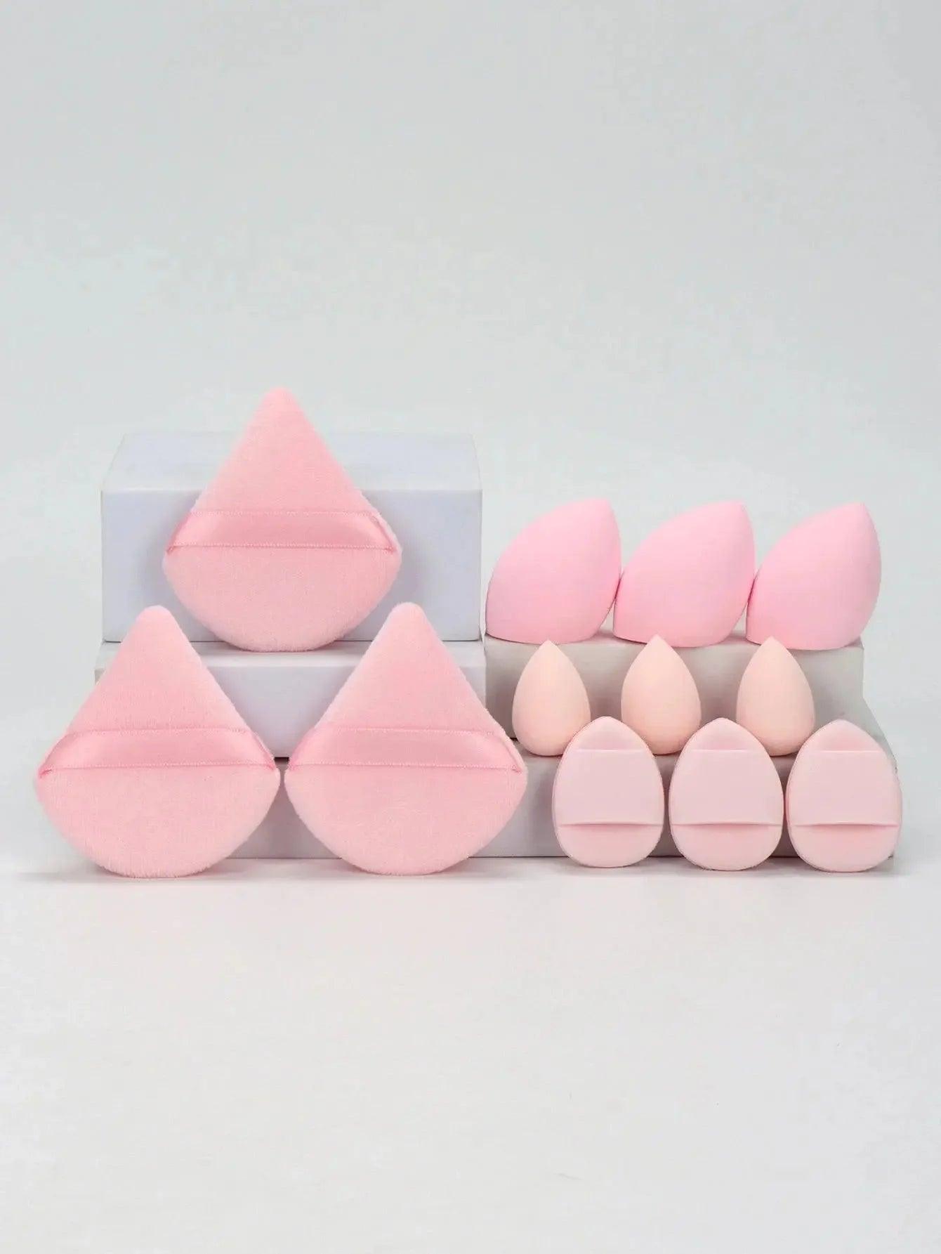 Pink makeup sponges in teardrop and egg shapes for flawless beauty application