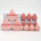 Pink makeup sponges set with velvet and teardrop designs for flawless beauty application