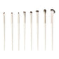 Set of 8 white makeup brushes for eyes and face, perfect for women's beauty routines