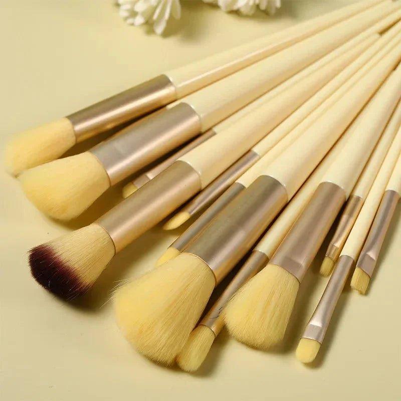 Luxury makeup brushes set with soft bristles and gold ferrules for flawless beauty application