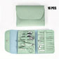 16-piece manicure set with mint green case, nail clippers, scissors, and tools for women's beauty care