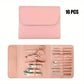 16-piece pink manicure set with nail clippers, scissors, and tools in portable case