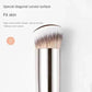 Diagonal curved makeup brush with soft bristles for natural skin application