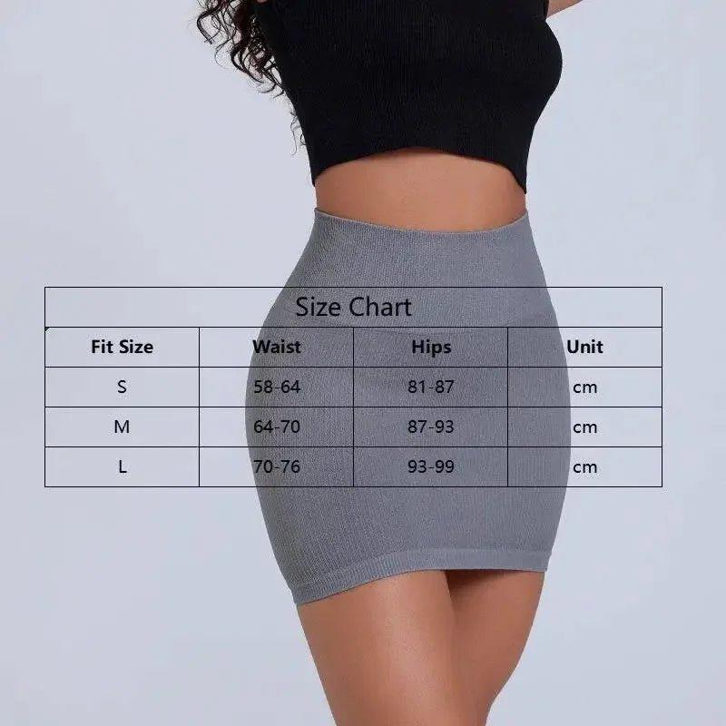 Gray ribbed mini skirt with size chart, women's fashion, waist and hip measurements in cm