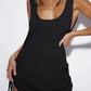 Black knit sleeveless dress with side ties and pockets, women's fashion