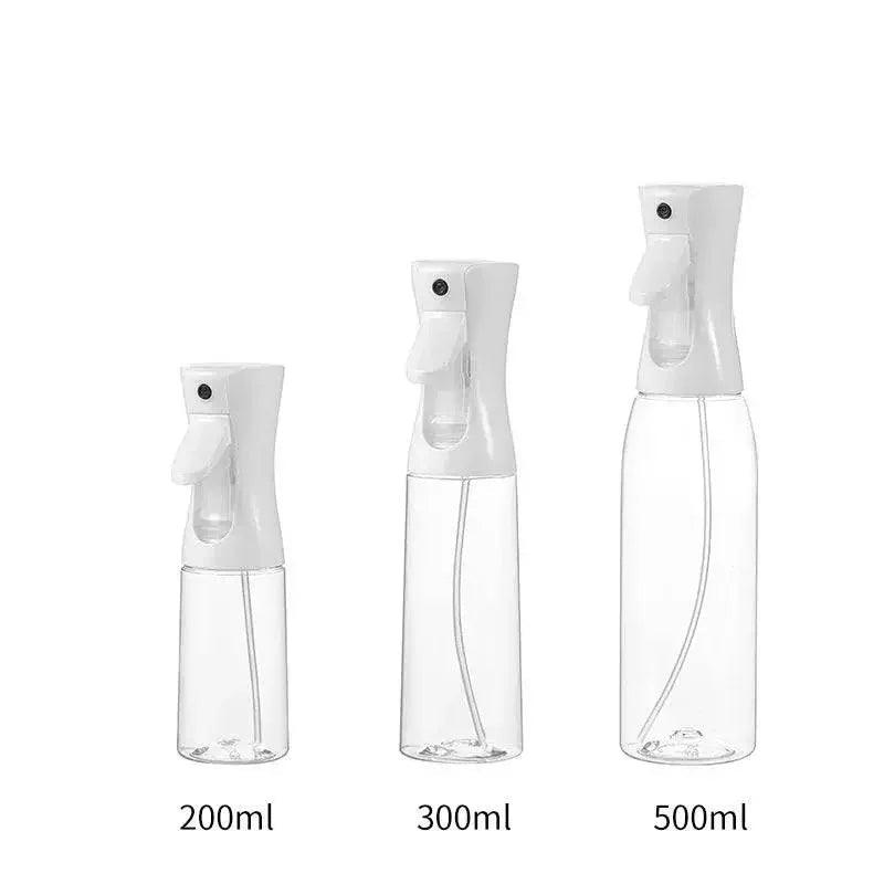 Clear spray bottles 200ml, 300ml, 500ml with white misters for beauty and fashion use