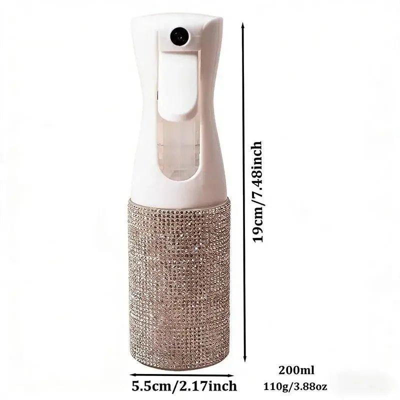 Elegant rhinestone spray bottle for beauty & fashion, 200ml, 19cm tall, perfect for setting spray or perfume.