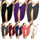 2022 5XL Summer Ladies Halter Dress Solid Color Sexy Suspenders Cross Sleeveless Ladies Clothes Beach Skirt Female Clothing Tops - Womans Fashion