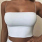 White crop top with thin straps, women's fashion, stylish summer outfit