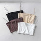Women's satin camisole tops in black, beige, mauve, and white — sleek, adjustable straps, soft fabric