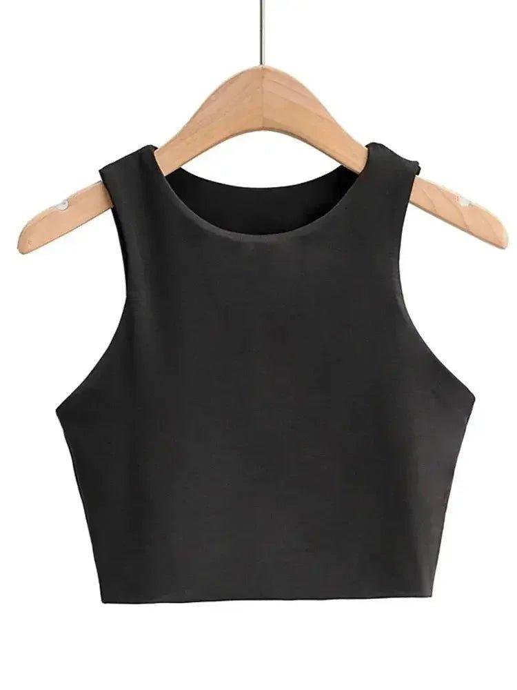 Black sleeveless crop top for women, stylish and versatile fashion essential