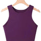 Purple sleeveless crop top for women, stylish fashion blouse on hanger