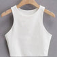 White sleeveless crop top for women, minimalist fashion style