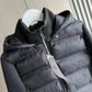 Black puffer vest with hood, lightweight winter fashion jacket for women
