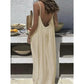 Cream backless spaghetti strap maxi dress for women, summer boho fashion