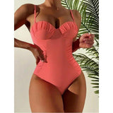 2026 One Piece Swimsuit Swimwear Women Sexy Push Up Pleated Solid Bathing Suit Beachwear New Maio Feminino Praia Banadores Mujer - Womans Fashion