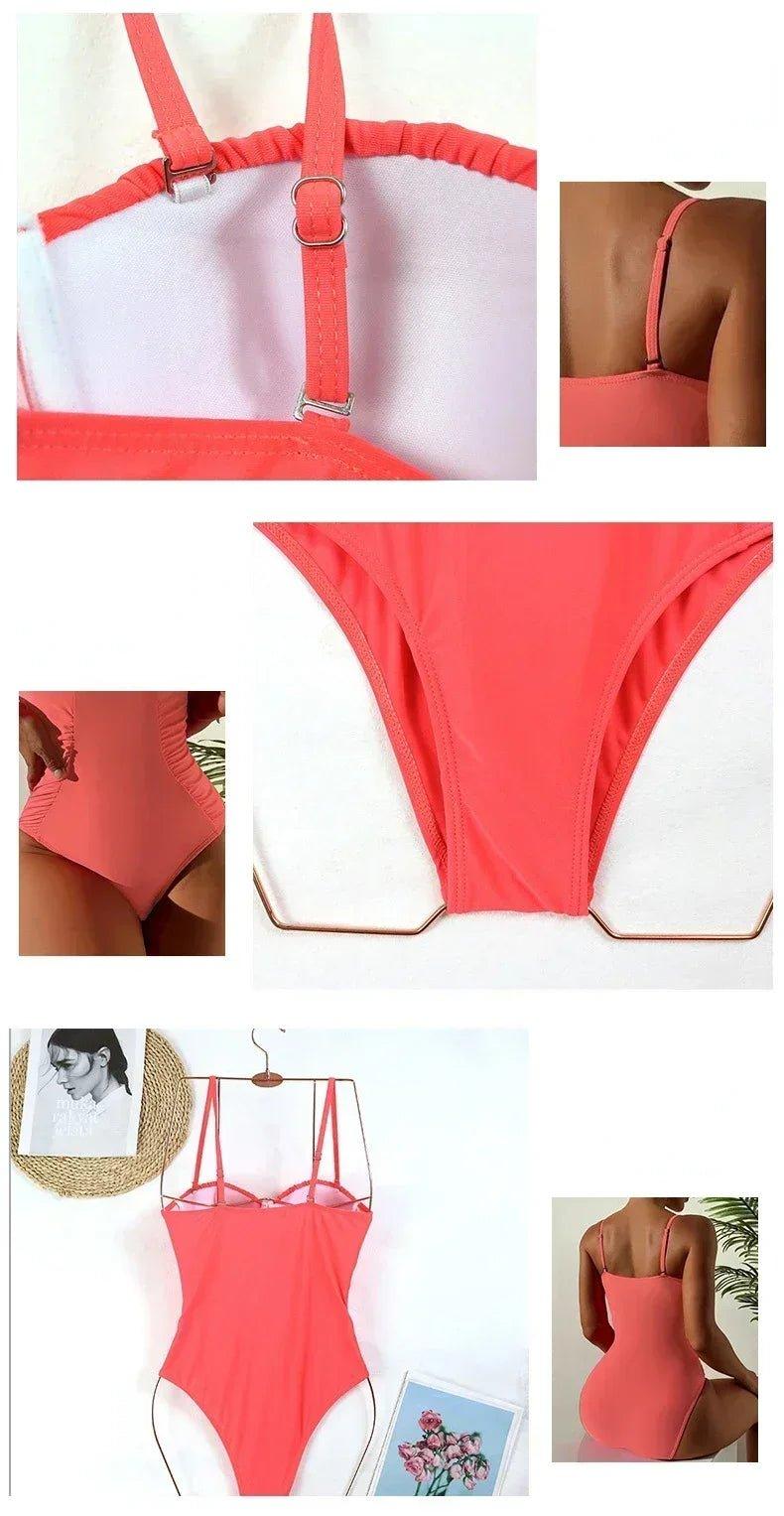2026 One Piece Swimsuit Swimwear Women Sexy Push Up Pleated Solid Bathing Suit Beachwear New Maio Feminino Praia Banadores Mujer - Womans Fashion