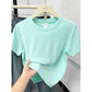 Mint green women's short sleeve t-shirt on hanger, casual fashion top