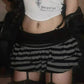 Black and gray striped ruffle mini skirt with crop top, women's fashion outfit