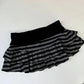 Black and gray striped ruffle mini skirt for women's fashion