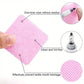 Pink lint-free wipe for clean, residue-free beauty product application, prevents bottle mouth blockage