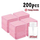 200pcs pink makeup remover pads with 150ml pump bottle for beauty and skincare routines