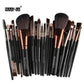 MAANGE professional makeup brushes set with black handles and rose gold accents for face and eye application