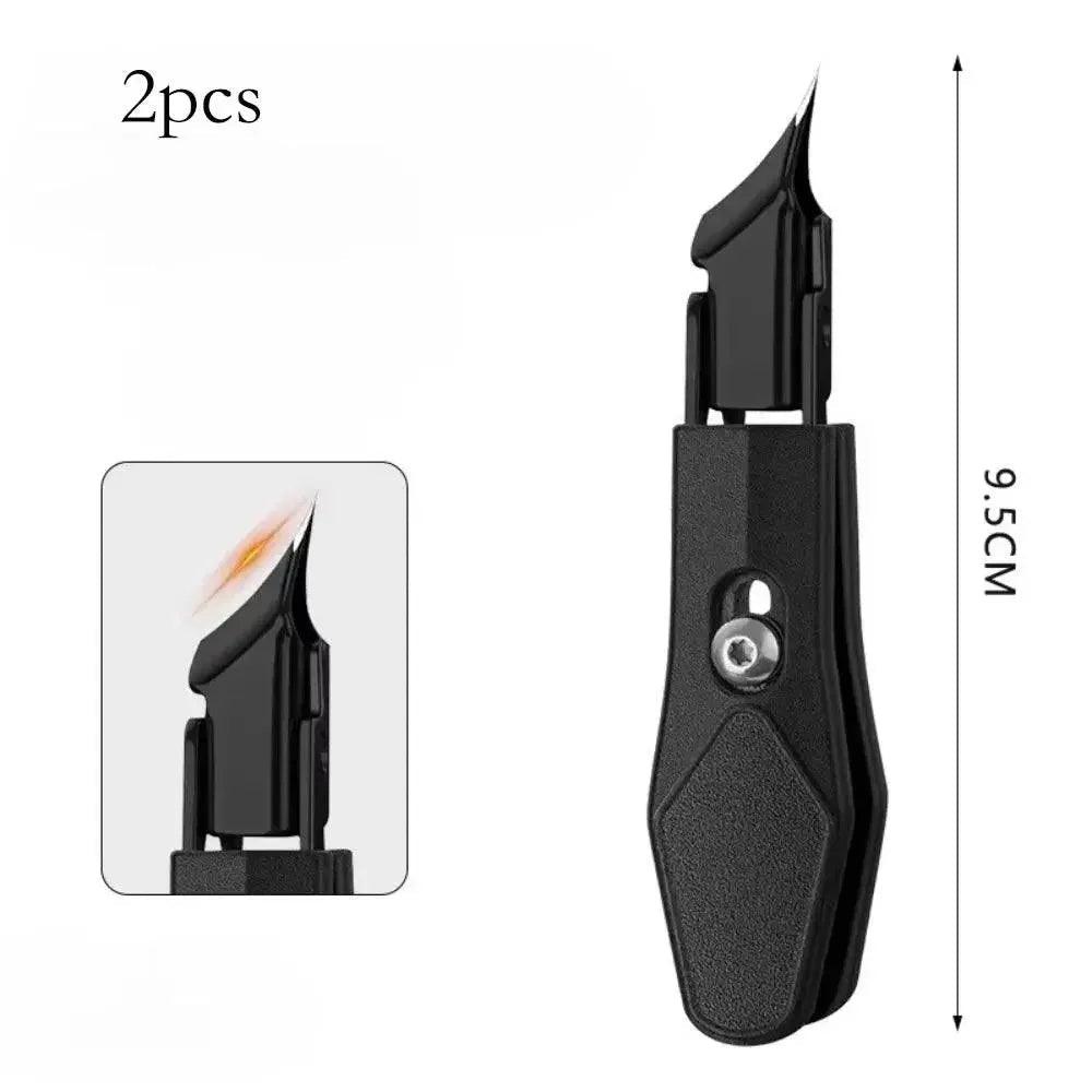 Compact black utility knife, 9.5cm, 2pcs set with safety lock, ideal for precise cutting tasks