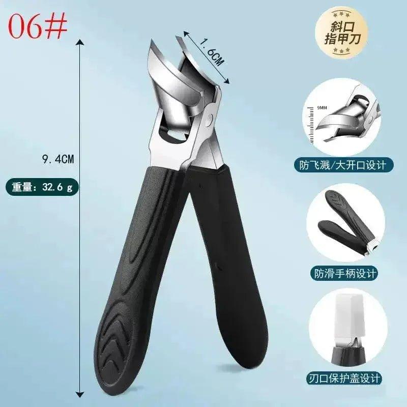 Professional nail clipper with anti-slip grip, 9.4cm, 32.6g, safety cover, angled blade design for precise manicure