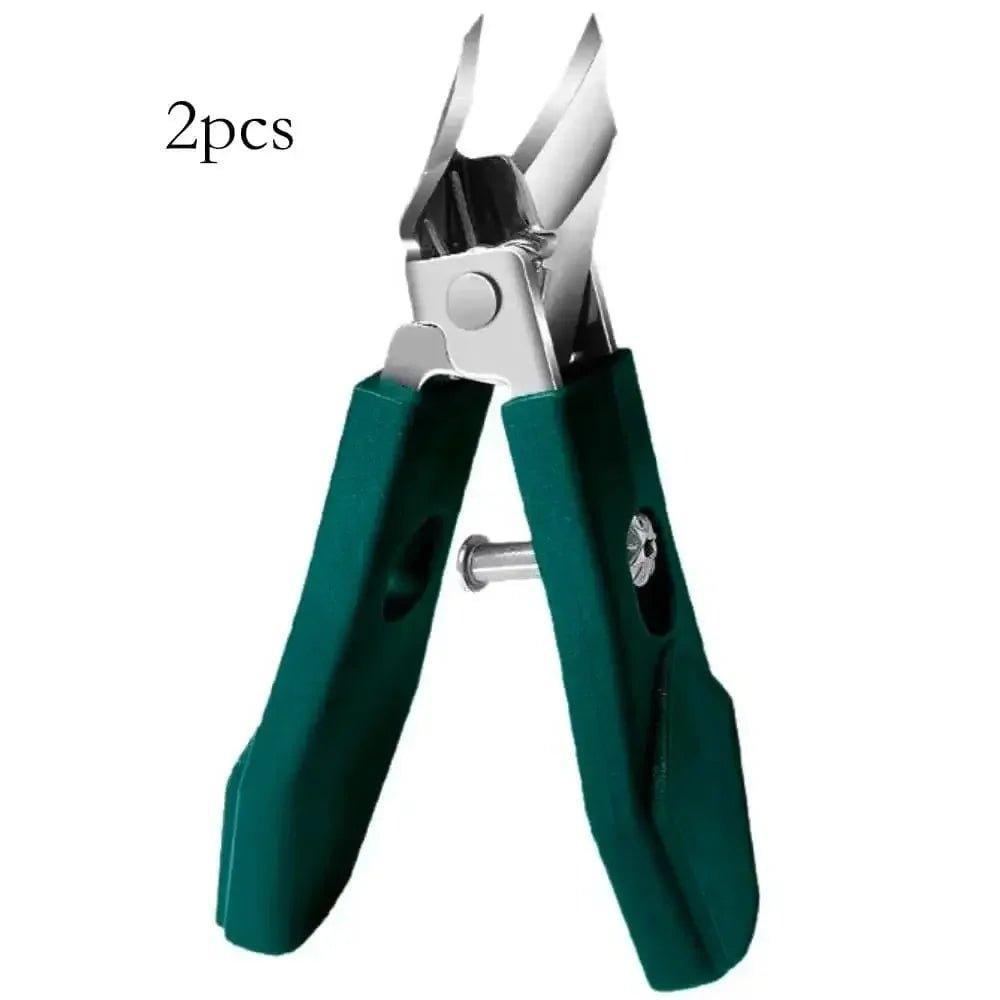 2pcs green-handled nail clippers for women's beauty and fashion care