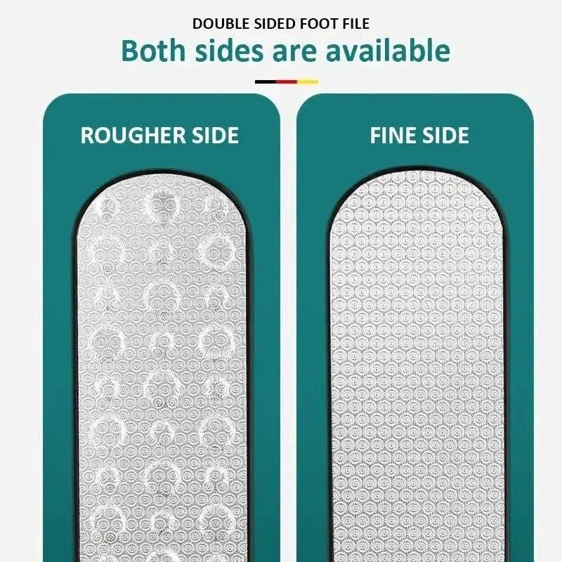 Double-sided foot file with rougher and fine sides for pedicure care