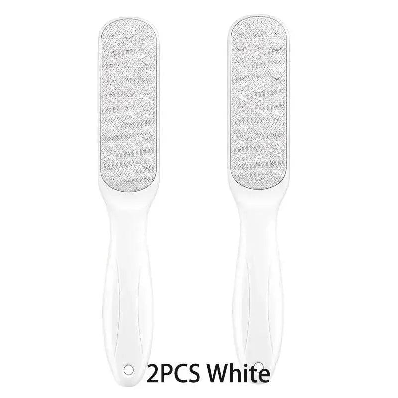 2 white foot files for pedicure care, smooth callus removal tools