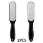 2PCS foot files with black handles and textured metal surfaces for pedicure care