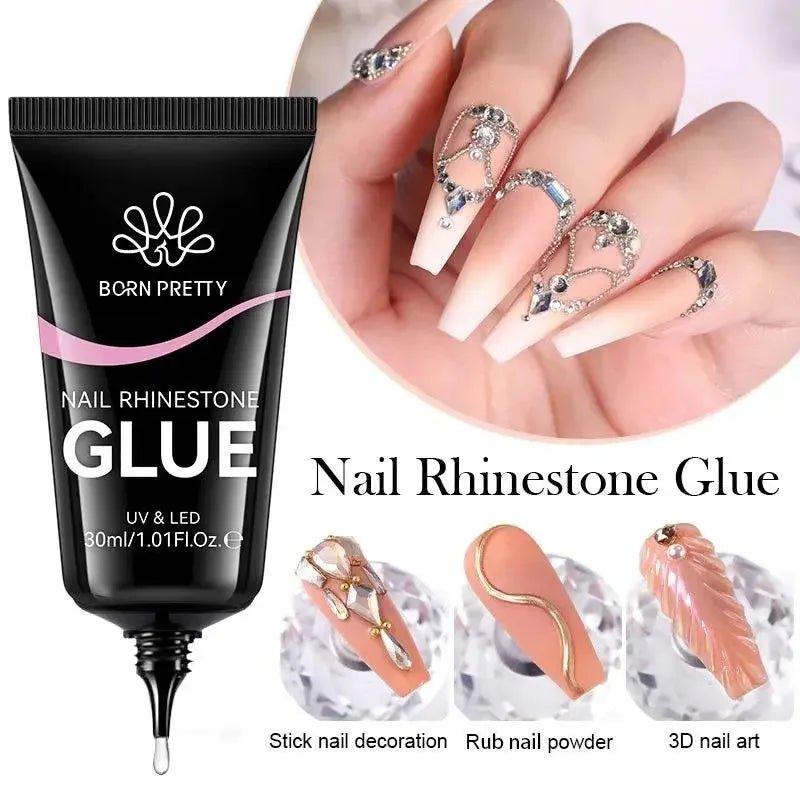 Nail Rhinestone Glue for 3D nail art, stick decorations & powder, UV/LED cure, 30ml