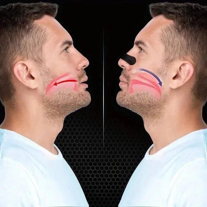 Man using facial contouring tool for jawline definition and nose shaping, beauty and fashion accessory