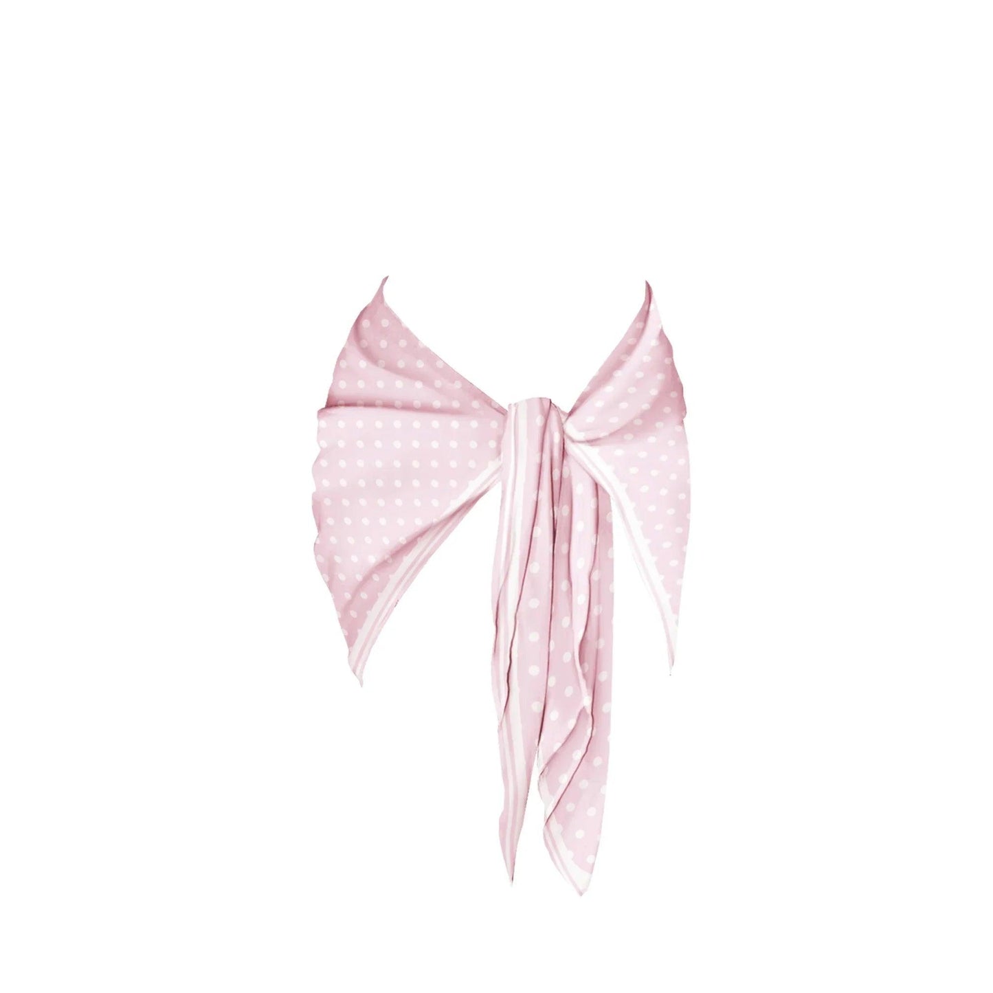 Pink polka dot scarf tied in bow, women's fashion accessory