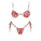 Floral print bikini set with gold rose accents, women's fashion swimwear