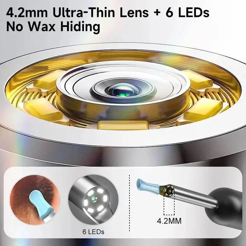 4.2mm ultra-thin earwax removal tool with 6 LED lights, no wax hiding, precise inspection